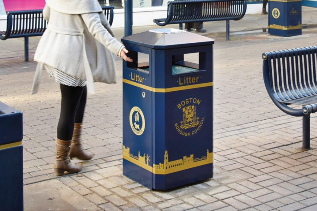 Blue Derby Standard Litter Bin- Boston Borough Council - Broxap